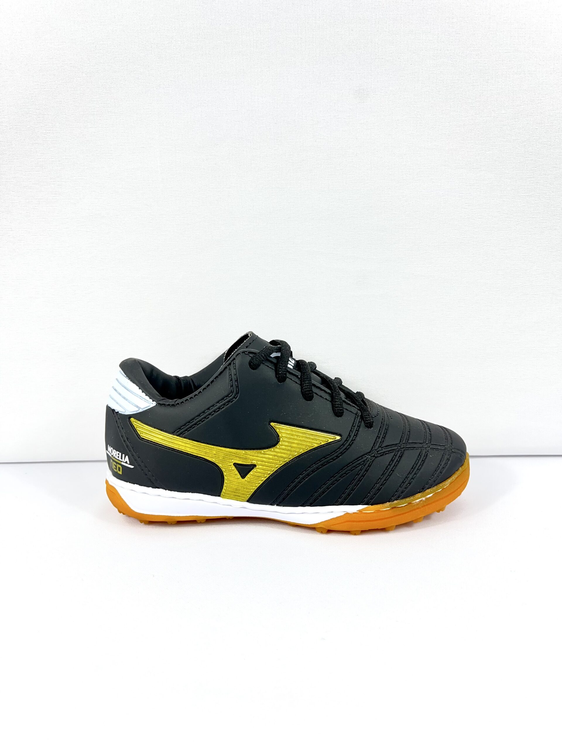 Chuteira Society Mizuno Morelia Infantil Preto/Dourado