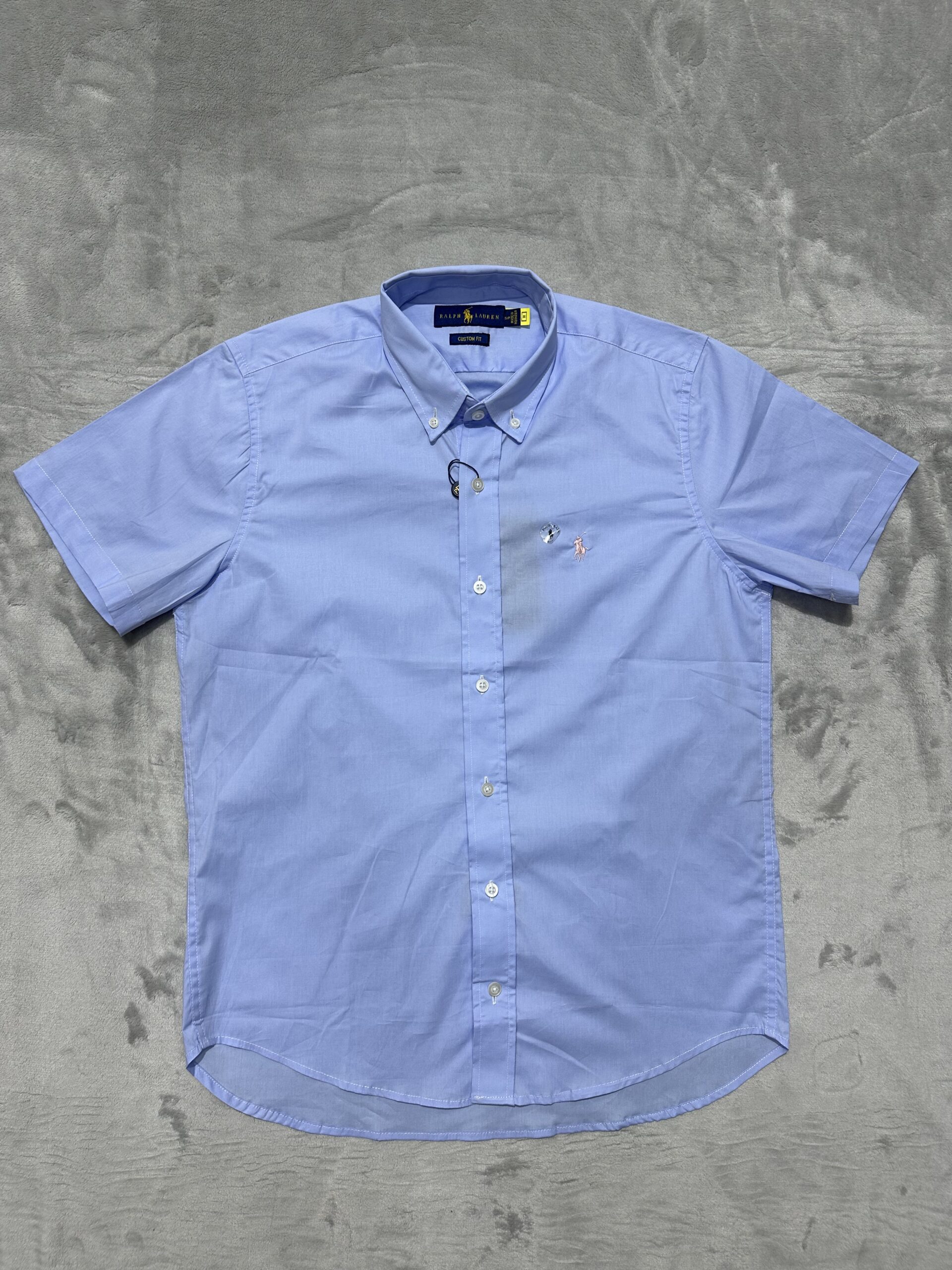 Camisa Social Manga Curta Ralph Lauren - Cor Azul Bebê